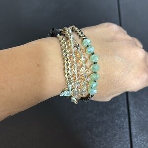 Chloe and Isabel Glass Bead Chain Multi Wrap Bracelet Green